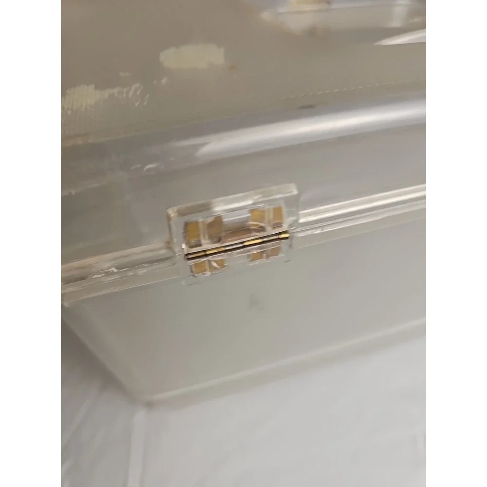 Vintage Will Hold Clear Lucite Sewing Box Gold Floral Craft Storage Carry Case